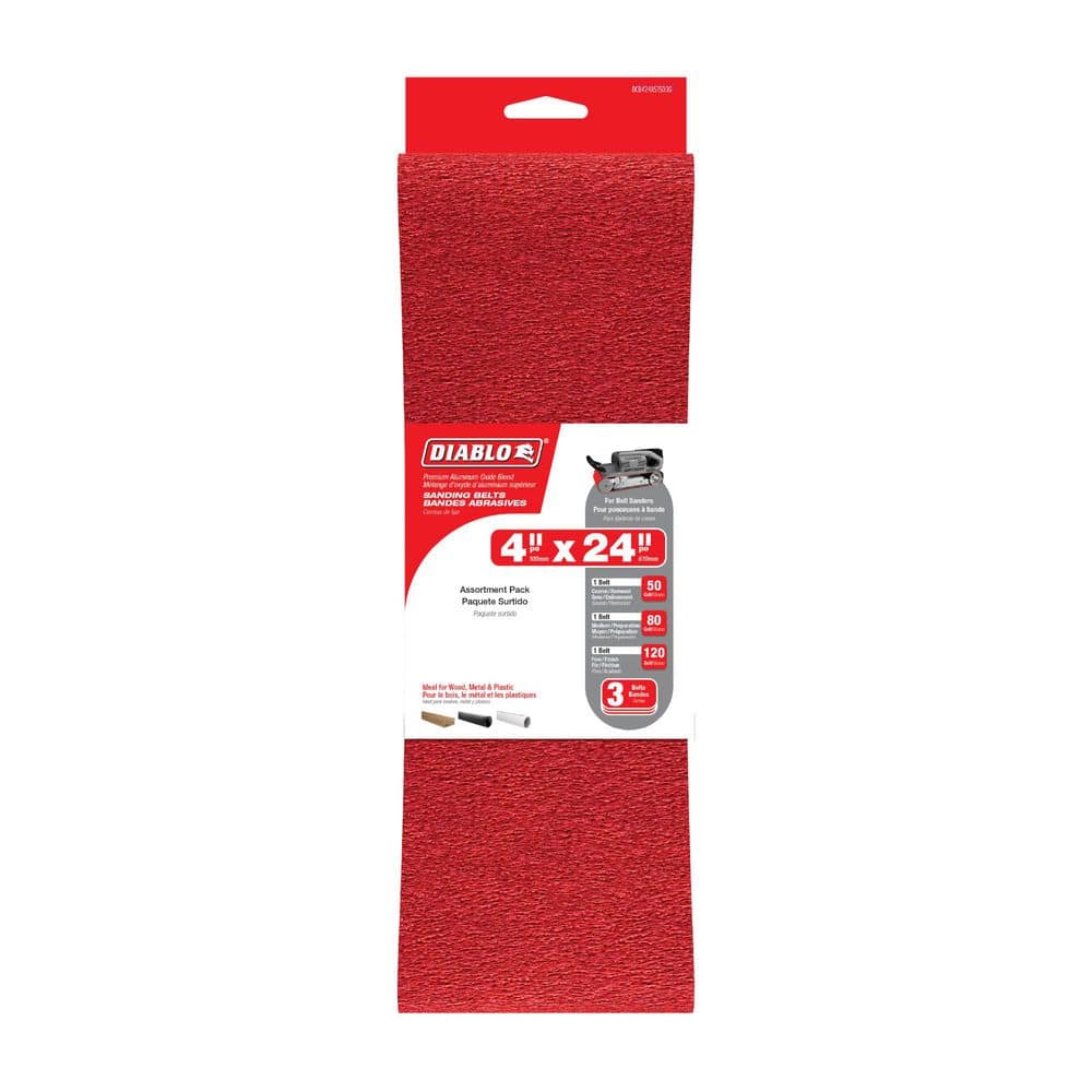 DIABLO 4 in. x 24 in. Assorted Sanding Belts (4)