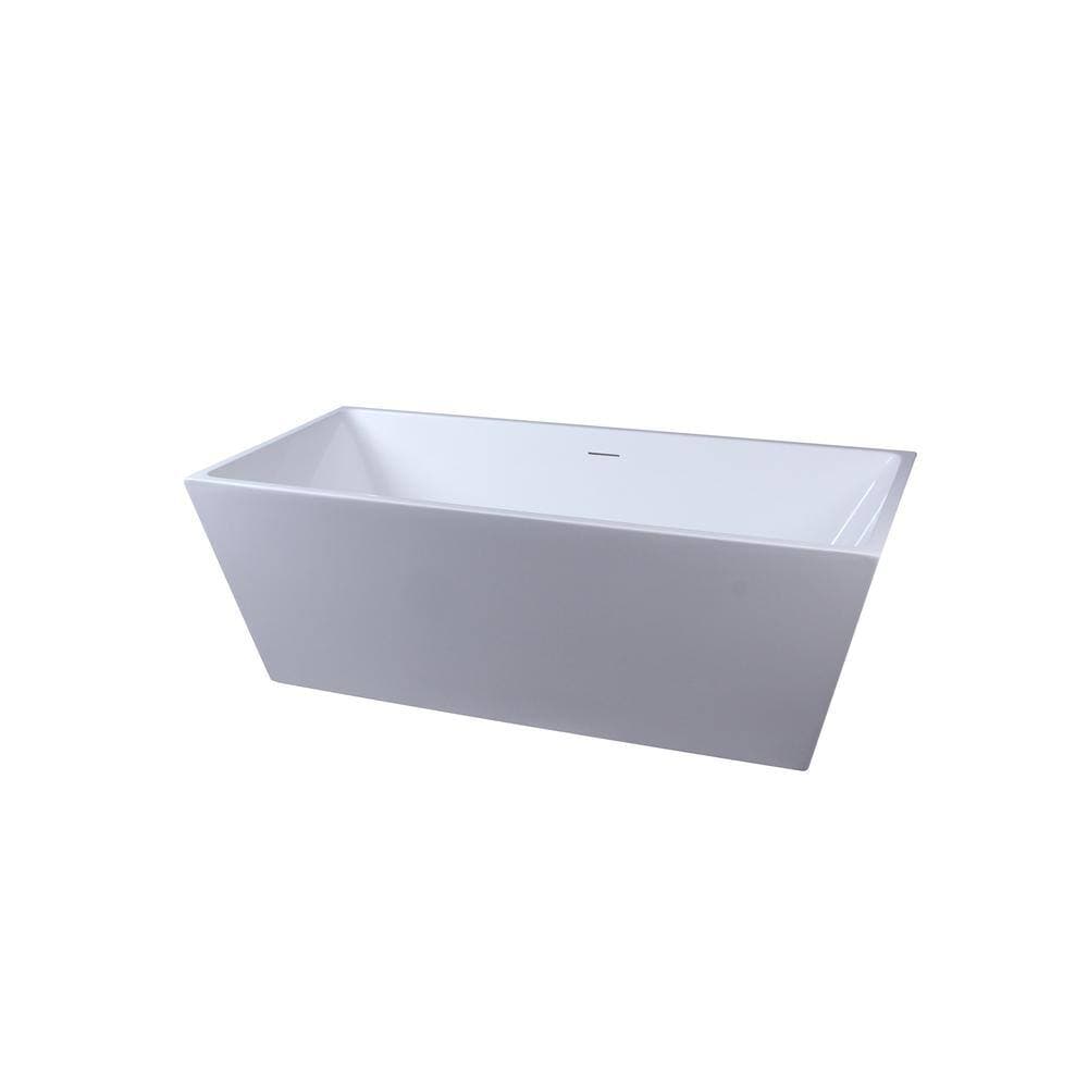 Unbranded Timeless Home 67 in. x 31.5 in. Soaking Bathtub with Center Drain in Glossy White (3)