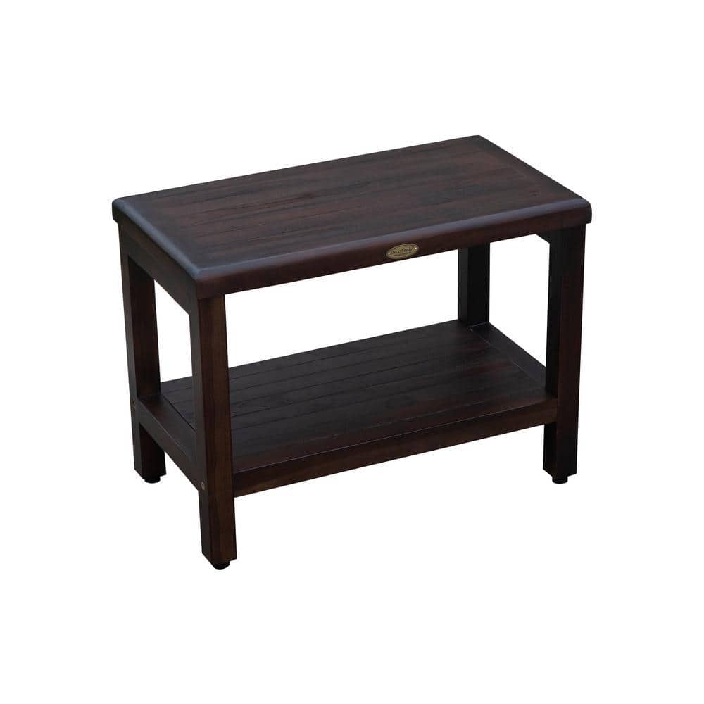 DecoTeak Classic 24 in. Teak Shower Bench with Shelf (1)