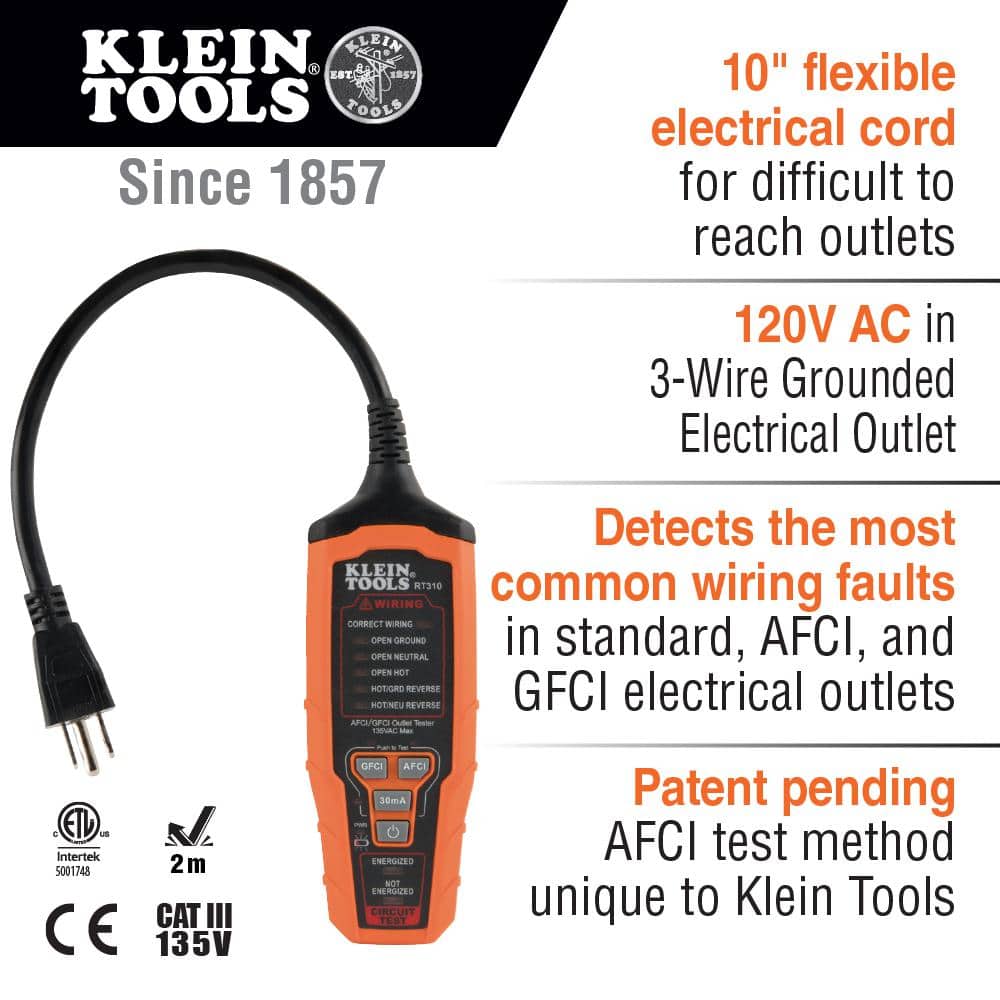 Klein Tools AFCI/GFCI Outlet Tester (3)