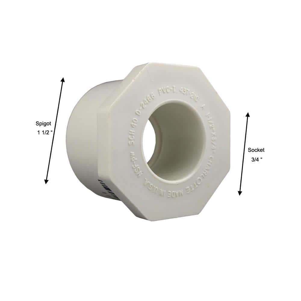 Charlotte Pipe 1-1/2 in. x 3/4 in. PVC Schedule 40-Reducer Bushing SPG X S (4)
