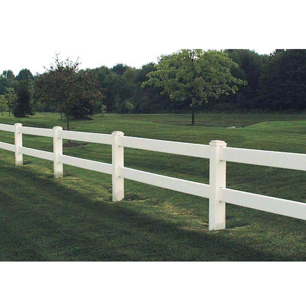 Barrette Outdoor Living 2-Rail 5 in. x 5 in. x 5 ft. White Vinyl Line Fence Post (2)