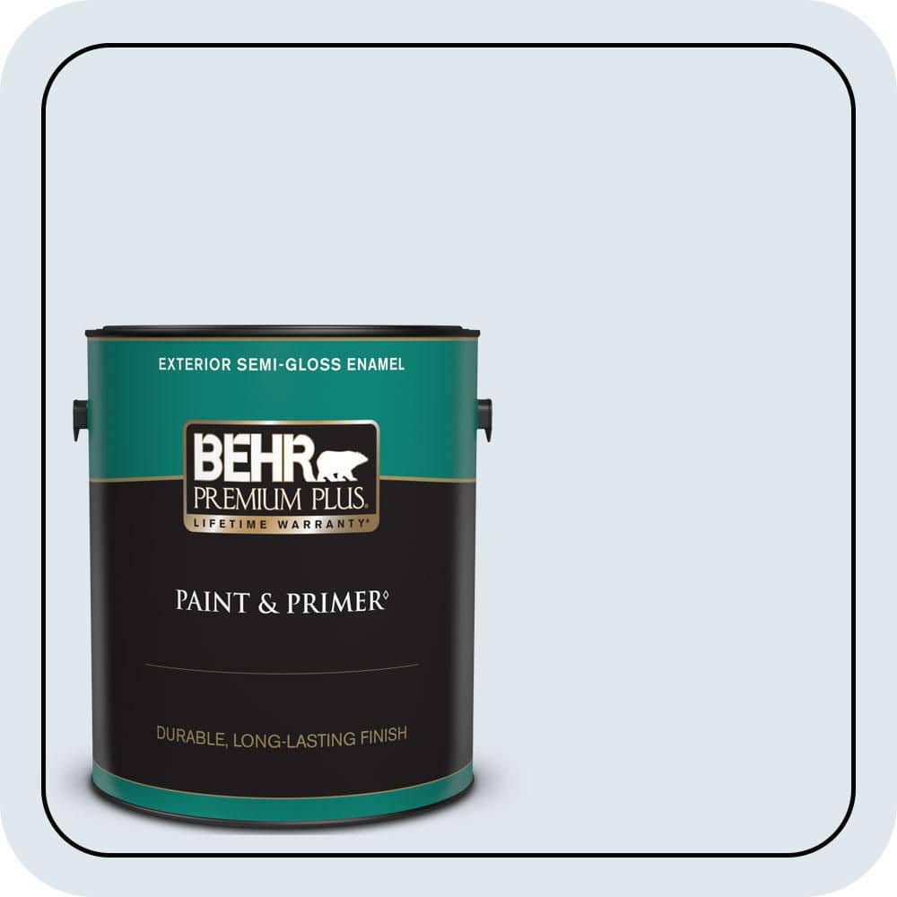 BEHR PREMIUM PLUS 1 gal. #590C-1 Morning Haze Semi-Gloss Enamel Exterior Paint & Primer
