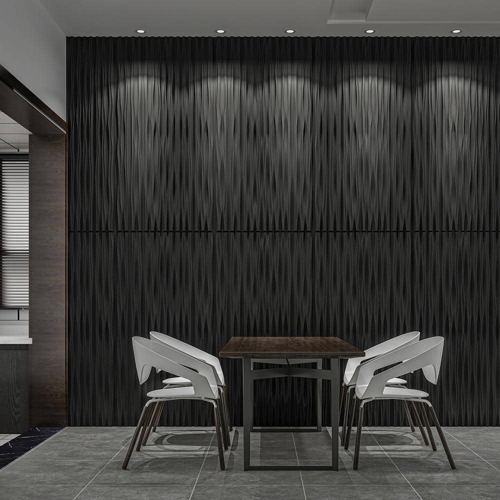 Art3dwallpanels 0.04 in. x 47.2 in. x 23.6 in. Black PVC Decorative Wall Paneling for Interior Wall Decor (46.2 sq. ft./Box) (2)