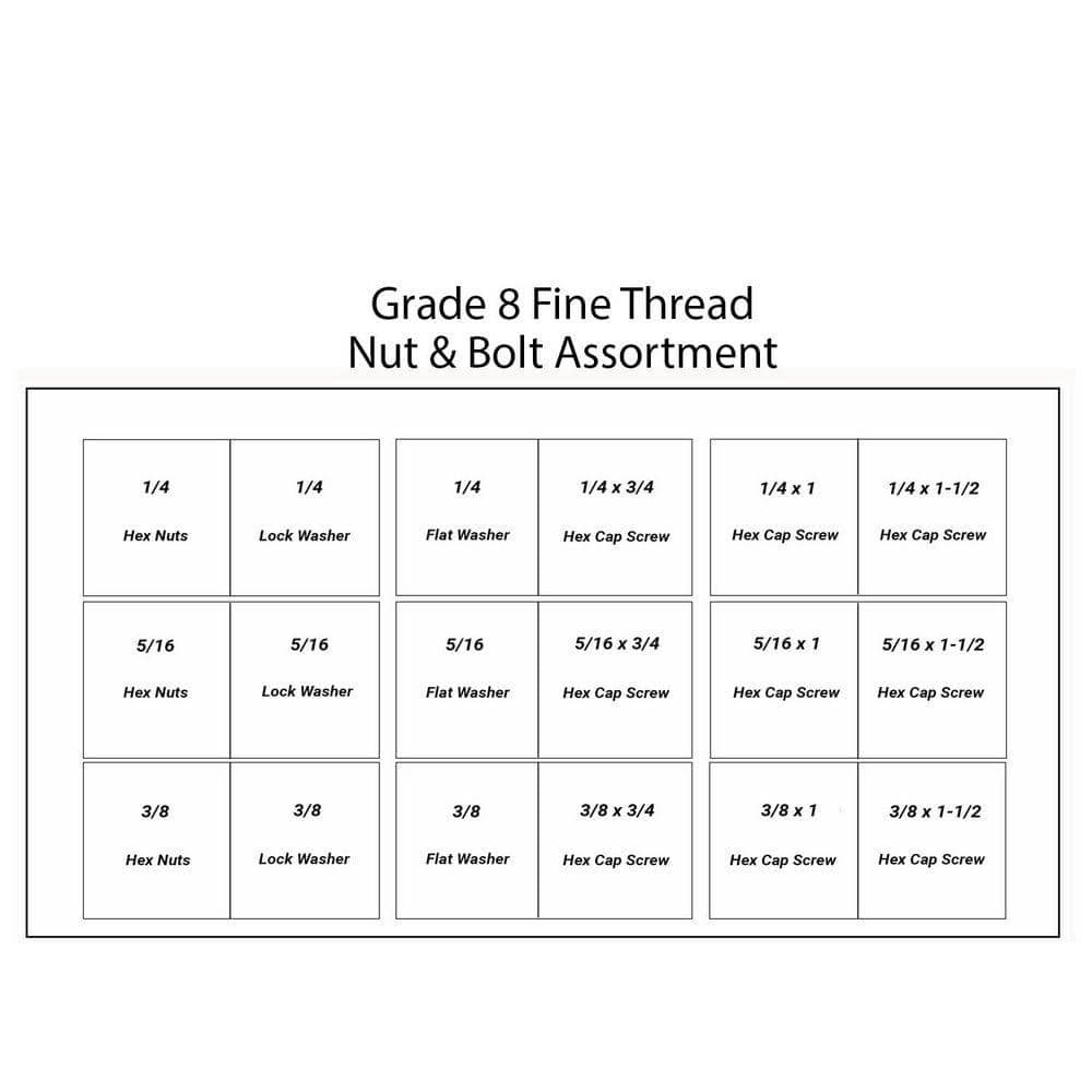 TITAN INDUSTRIAL SUPPLY 425 Piece Grade 8 Fine Thread Nut and Bolt Kit (2)