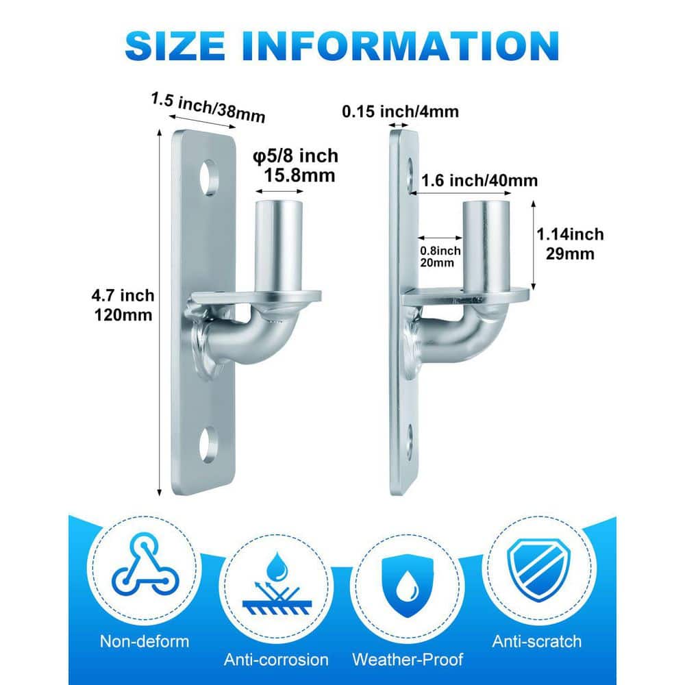 Afoxsos Wall Mount Gate Hinges Farm and Chain Link Gate Hinges with 5/8 in. Pin, Heavy Duty Outdoor Metal for Fence Posts 2-Pack (2)
