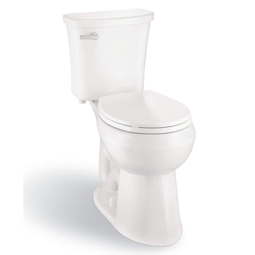 Glacier Bay Power Flush 12 inch Rough In Two-Piece 1.28 GPF Single Flush Round Toilet in White Seat Included (2)