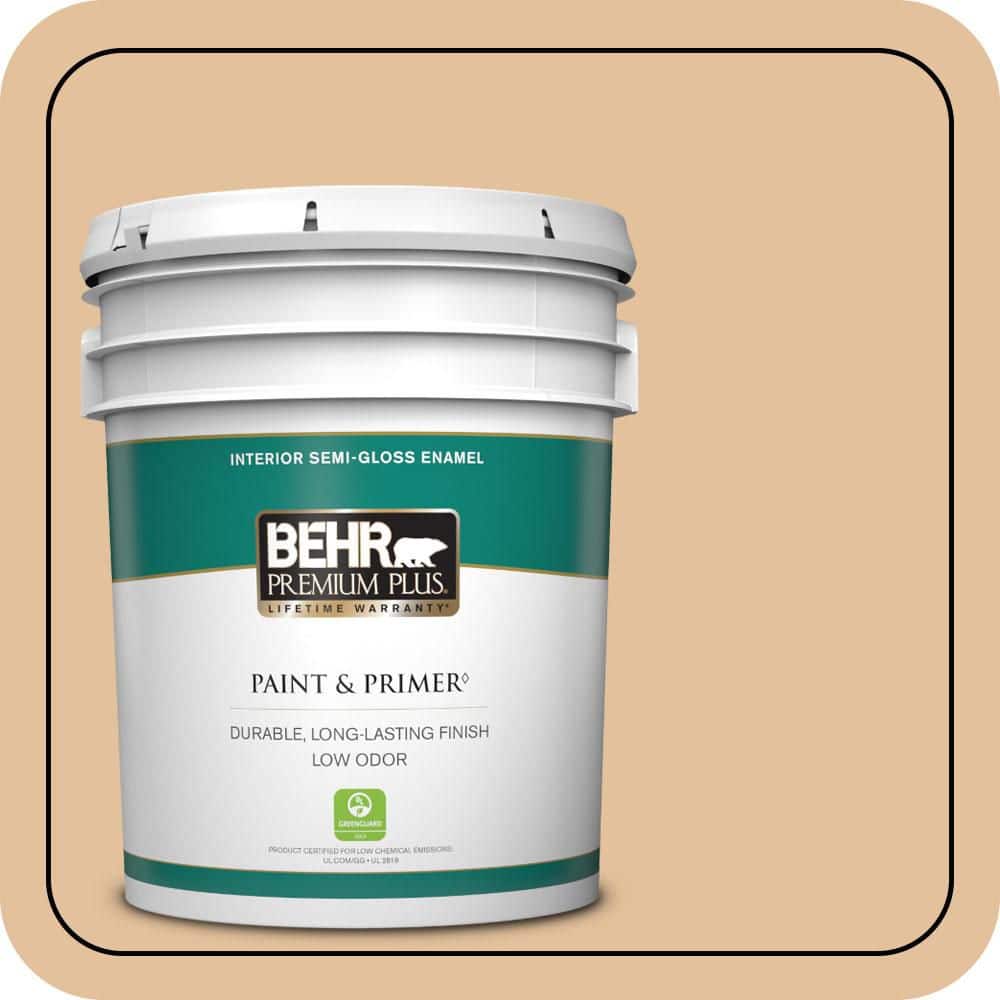 BEHR PREMIUM PLUS 5 gal. #S270-3 Tostada Semi-Gloss Enamel Low Odor Interior Paint & Primer
