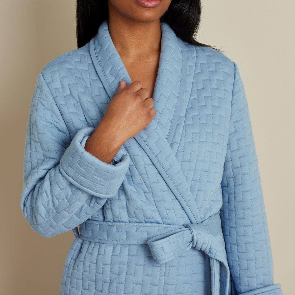 The Company Store Company Cotton Air Layer Women's Extra Small Light Blue Cotton Robe (2)