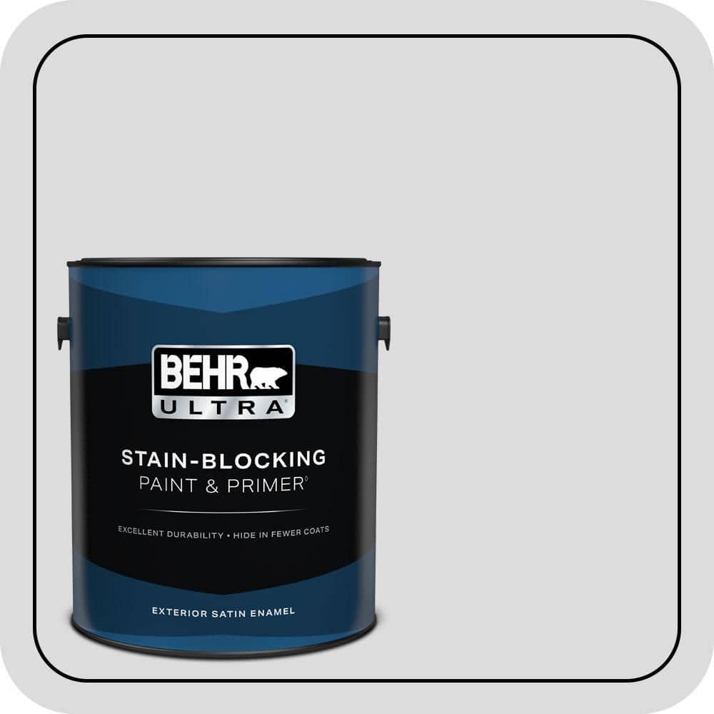 BEHR ULTRA 1 gal. #N530-1 Pixel White Satin Enamel Exterior Paint & Primer