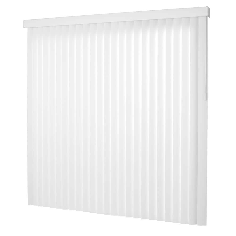 Home Decorators Collection Crown White Cordless Room Darkening Vertical Blinds for Sliding Doors Kit with 3.5 in. Slats - 66 in. W x 84 in. L (3)