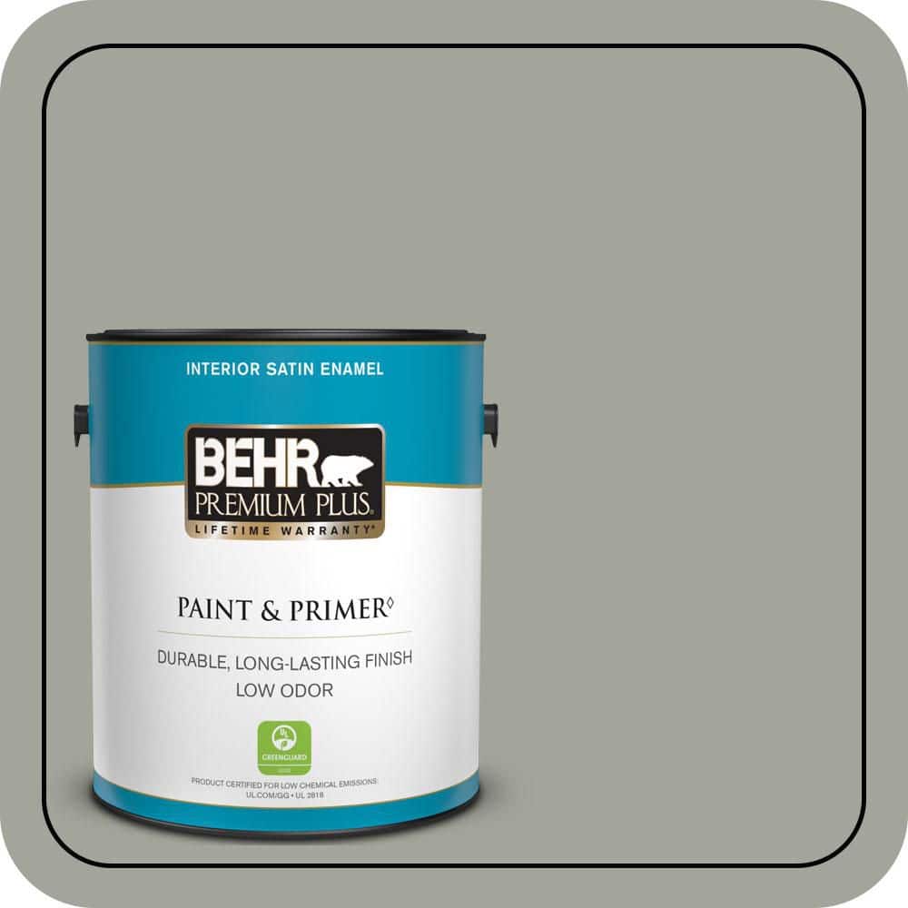 BEHR PREMIUM PLUS 1 gal. #N380-4 Strong Winds Satin Enamel Low Odor Interior Paint & Primer