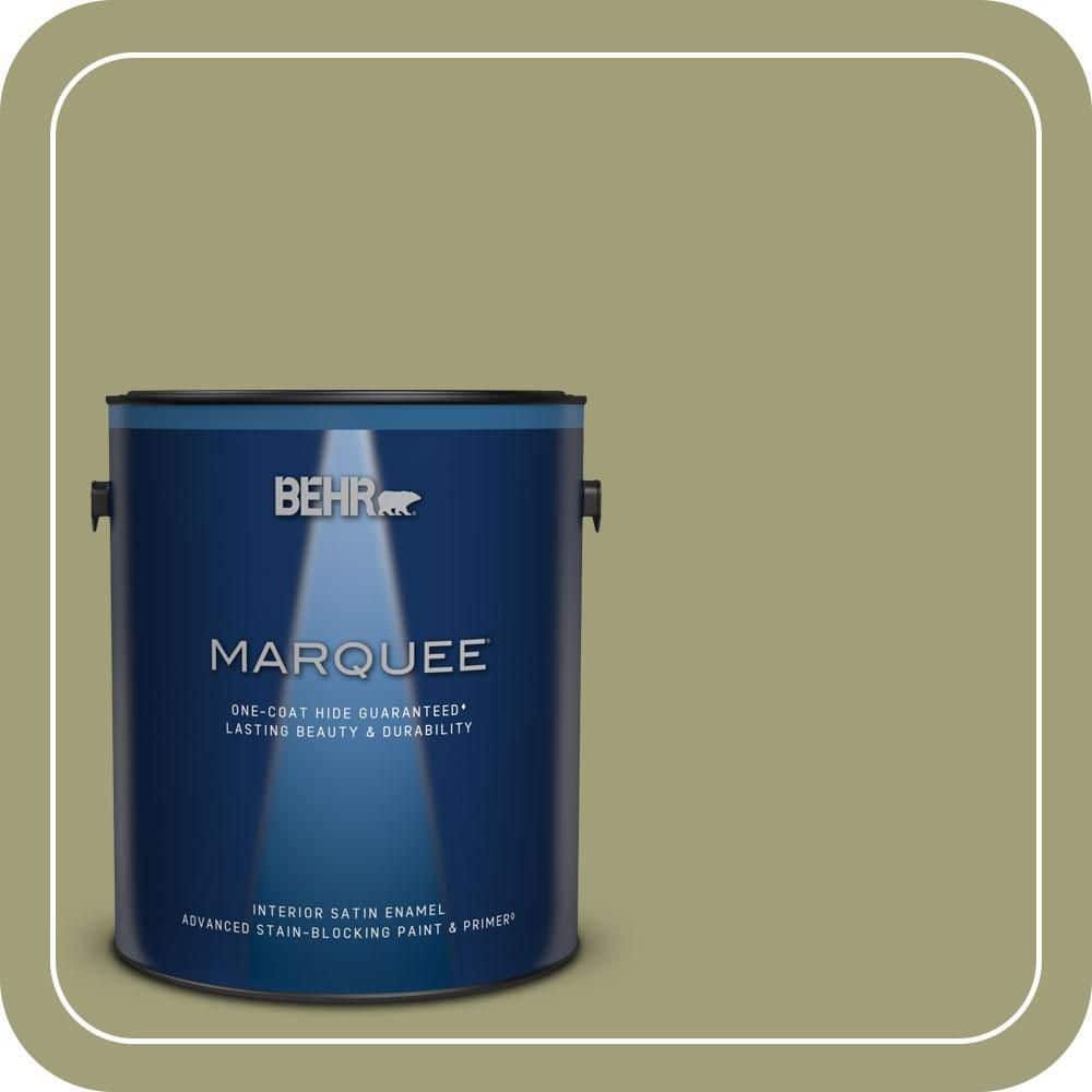 BEHR MARQUEE 1 gal. #MQ6-57 Bermuda Grass One-Coat Hide Satin Enamel Interior Paint & Primer