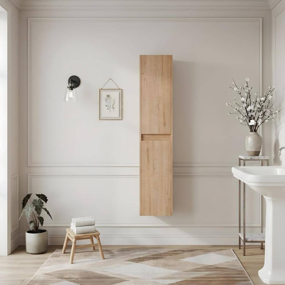 Zuvandra 11.81"W x 9.81"D x 59"H Plywood Bathroom Wall Cabinet in Imitative Oak