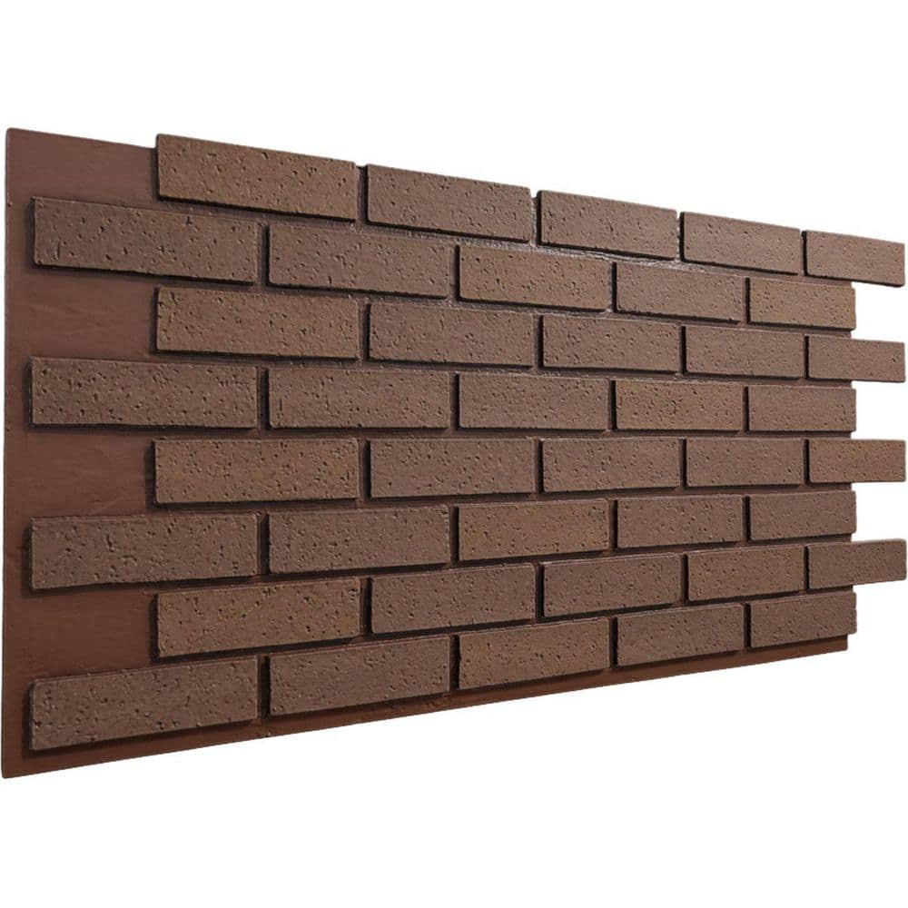 Ekena Millwork EverStone Traditional Faux Brick Panel, 44"W x 21 3/4"H x 3/4"D, Chestnut Color (3)