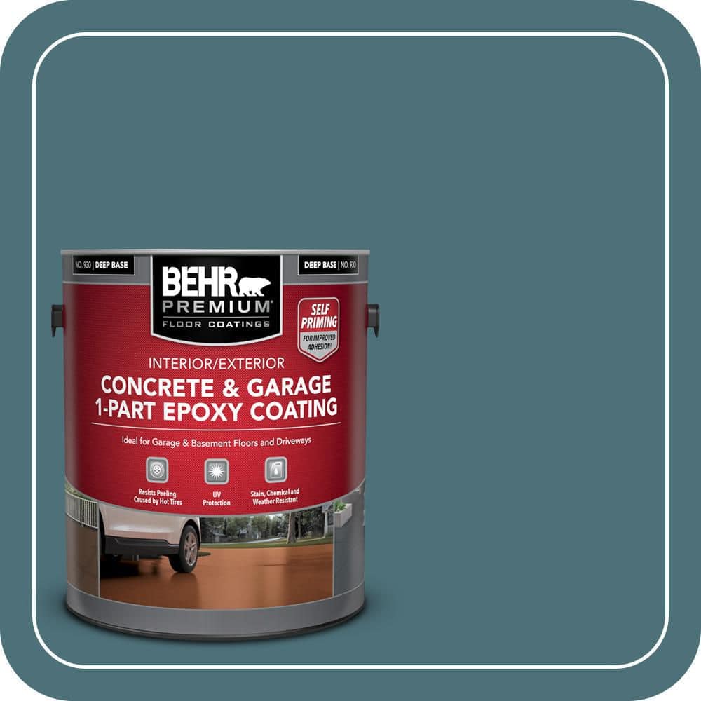 BEHR PREMIUM 1 gal. #S450-6A River Rapids Self-Priming 1-Part Epoxy Satin Interior/Exterior Concrete and Garage Floor Paint (1)