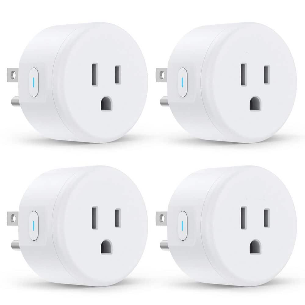 Lukyamzn 10 Amp 120 Volt WiFi Grounding Smart Plug Connector White 4 Pack ETL FCC Certified Voice Control Scheduling (1)