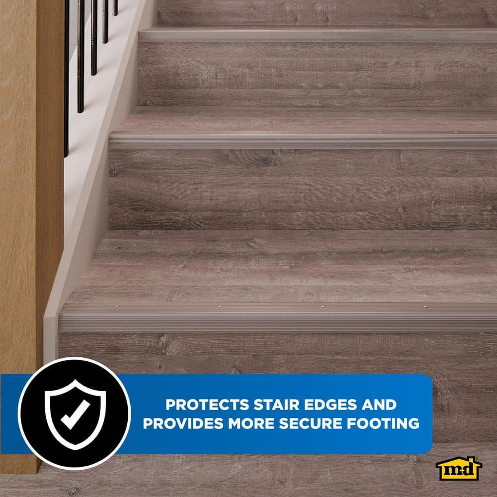 M-D Building Products 1.125 in. x 96 in. Metal Pewter Stair Edging (3)