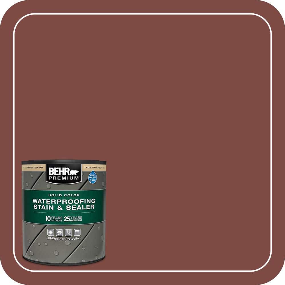 BEHR PREMIUM 1 qt. #PFC-02 Brick Red Solid Color Waterproofing Exterior Wood Stain and Sealer