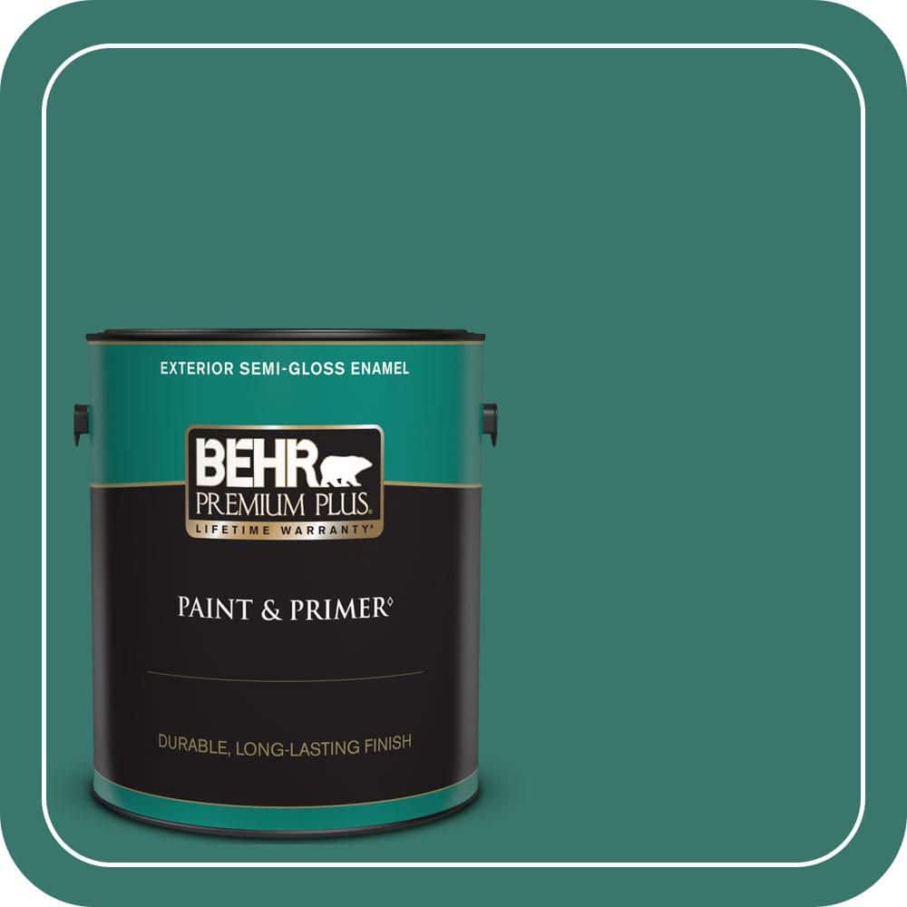 BEHR PREMIUM PLUS 1 gal. #490D-7 Greensleeves Semi-Gloss Enamel Exterior Paint & Primer