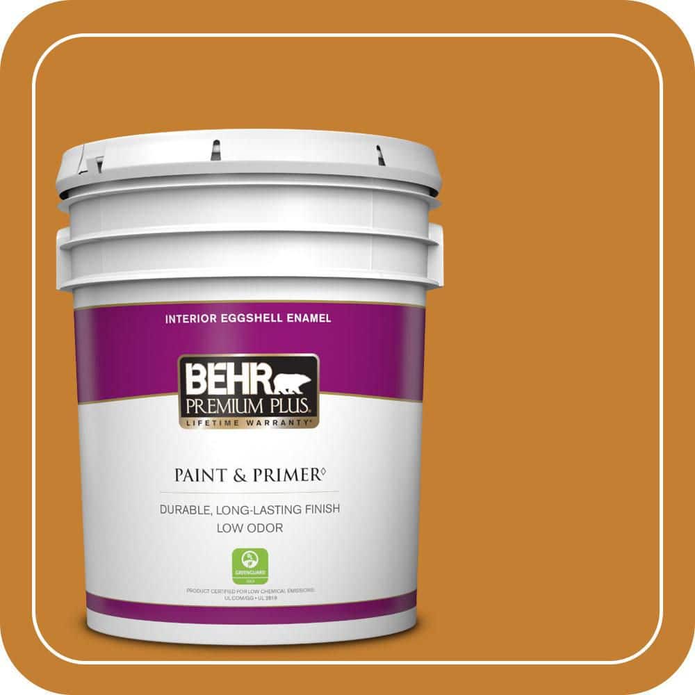 BEHR PREMIUM PLUS 5 gal. #S-H-290 Exotic Honey Eggshell Enamel Low Odor Interior Paint & Primer