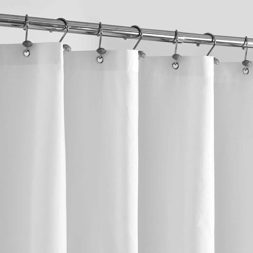Afoxsos 71 in. W x 72 in. L PEVA Shower Curtain in White with Rustproof Metal Grommet and 3 Magnetic Weights, Standard Size (3)