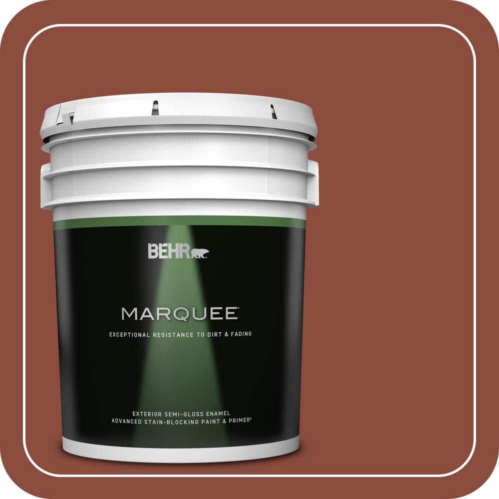 BEHR MARQUEE 5 gal. #QE-14 Spiced Red Semi-Gloss Enamel Exterior Paint & Primer