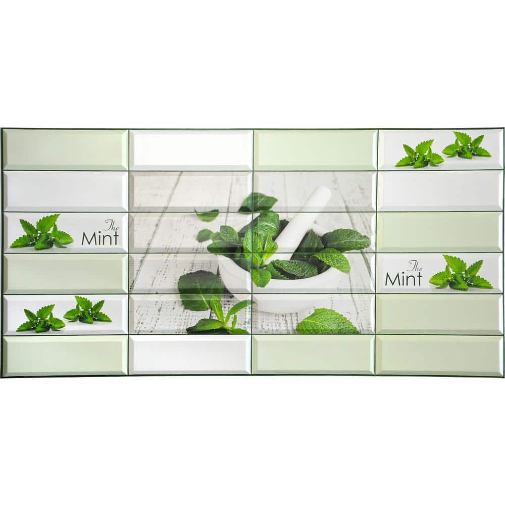 Dundee Deco 3D Falkirk Retro 1/100 in. x 38 in. x 19 in. Green Beige Mint Leaves Mortar Pestle PVC Decorative Wall Paneling (5-Pack) (3)