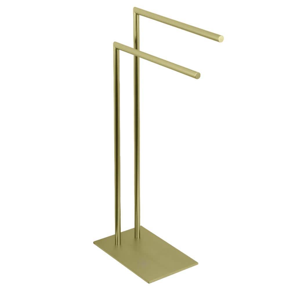 Kingston Brass Edenscape 2-Bar Freestanding Towel Rack in Brushed Brass (1)
