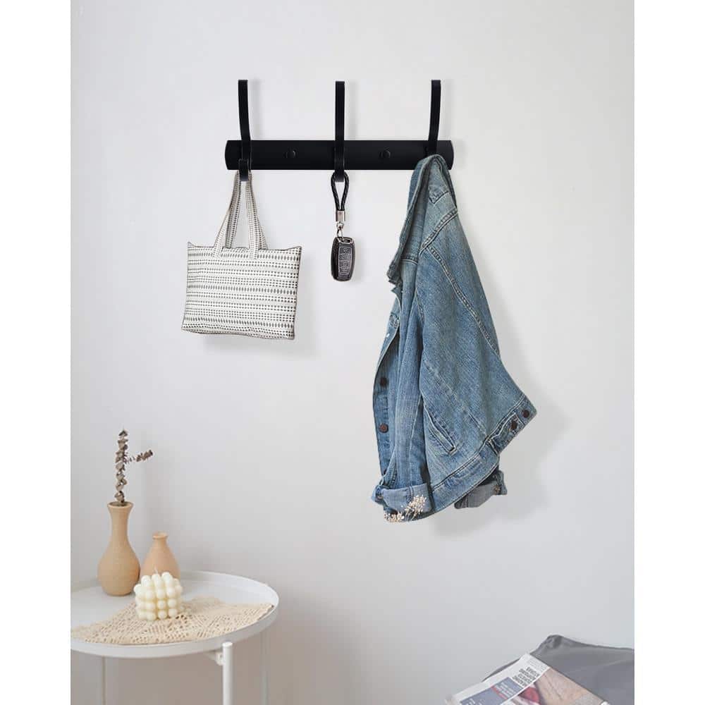 ALEASHA 3 J-Hook Robe/Towel Hook in Matte Black (2)