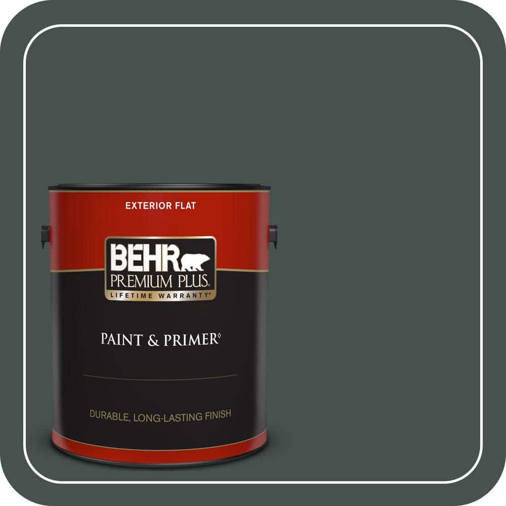 BEHR PREMIUM PLUS 1 gal. #QE-48 New Forest Flat Exterior Paint & Primer