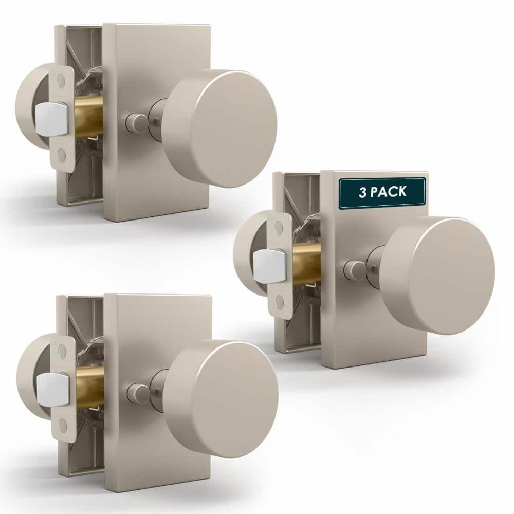 Mega Handles Laura Entry Door Handles - 3 Pack Reversible Satin Nickel Door Handle - Satin Nickel