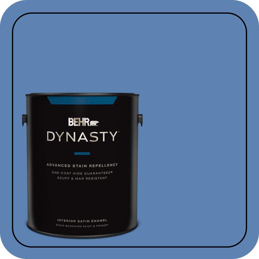 BEHR DYNASTY 1 gal. #PPU15-06 Neon Blue One-Coat Hide Satin Enamel Interior Stain-Blocking Paint and Primer