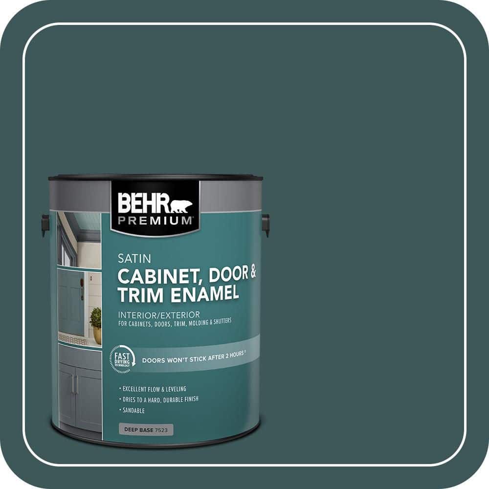 BEHR PREMIUM 1 gal. #PPU12-01 Abysse Satin Enamel Interior/Exterior Cabinet, Door & Trim Paint