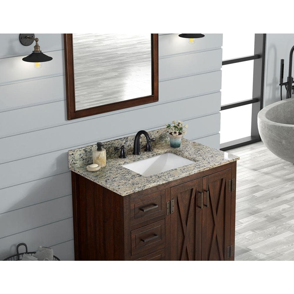 TILE & TOP 31 in. W 22 in. D Granite Vanity Top Santa Cecilia Light with White Rectangular Single Sink (3)