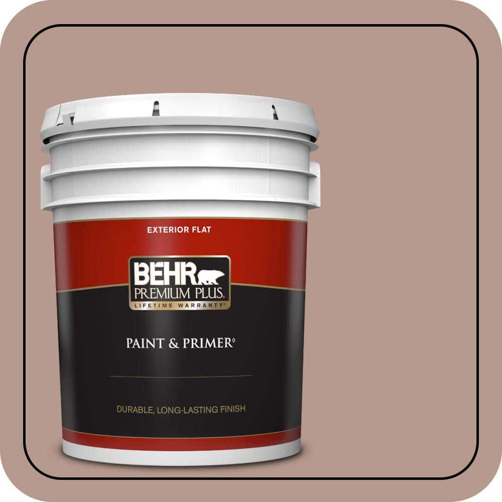 BEHR PREMIUM PLUS 5 gal. #MQ1-55 Lite Cocoa Flat Exterior Paint & Primer