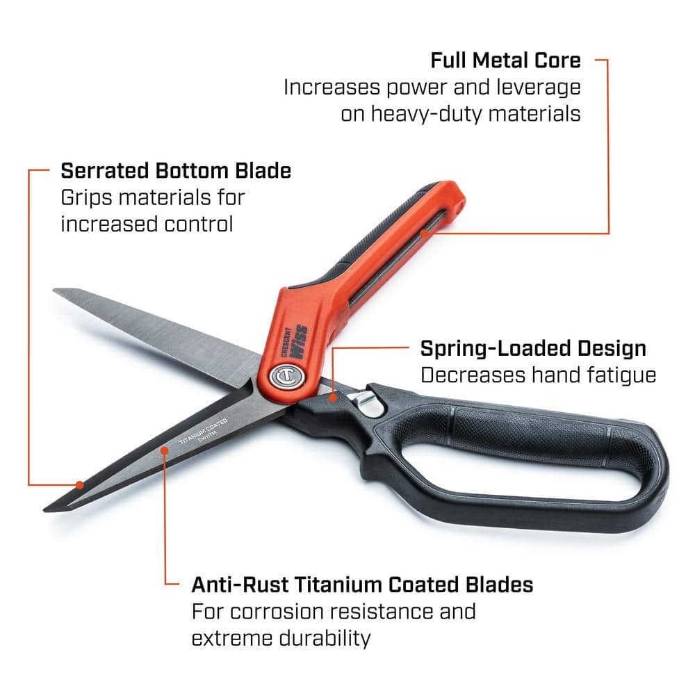Crescent Wiss 11 in. Heavy Duty Titanium Coated Single-Ring Tradesmen Scissors (2)
