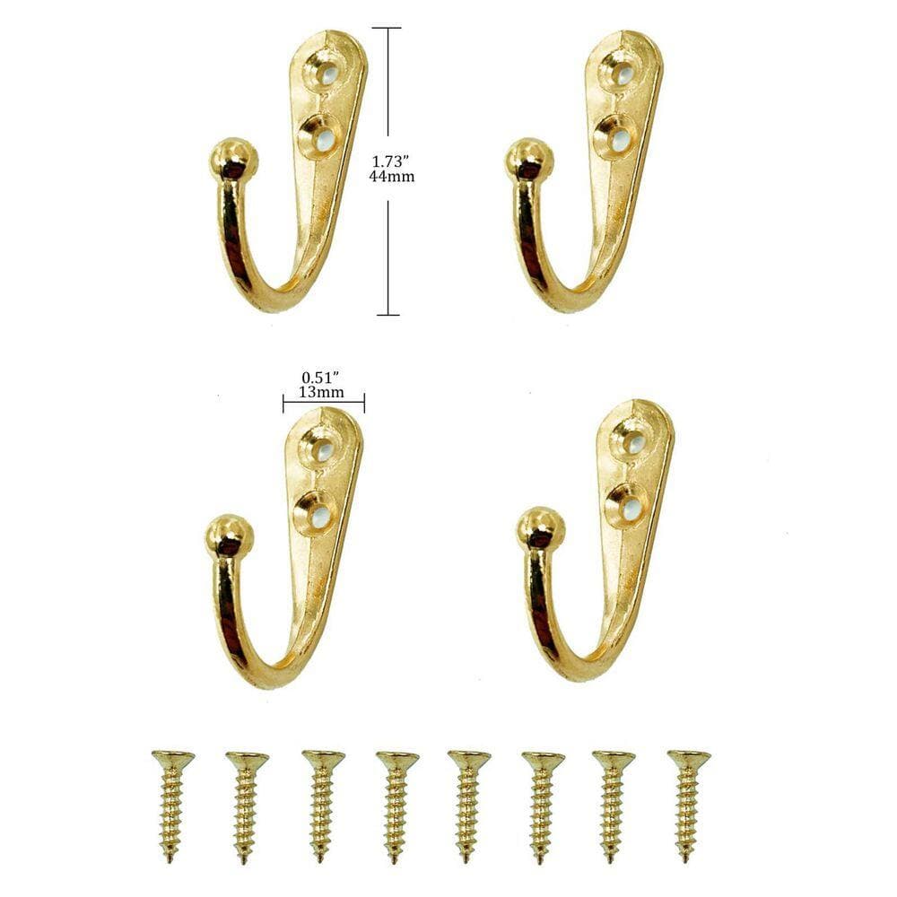 KHKFY Brushed Nickel Gold Set of 4 Wall Mounted Zinc Alloy Hooks with Screws for Bedroom Bathroom Kitchen and Cabinets (3)