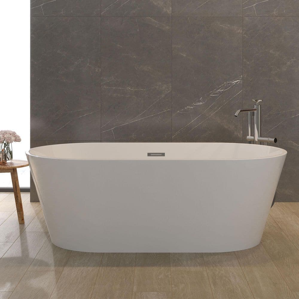 Opvande 31.1 in. Acrylic Freestanding Contemporary Soaking Bathtub with Overflow and Drain