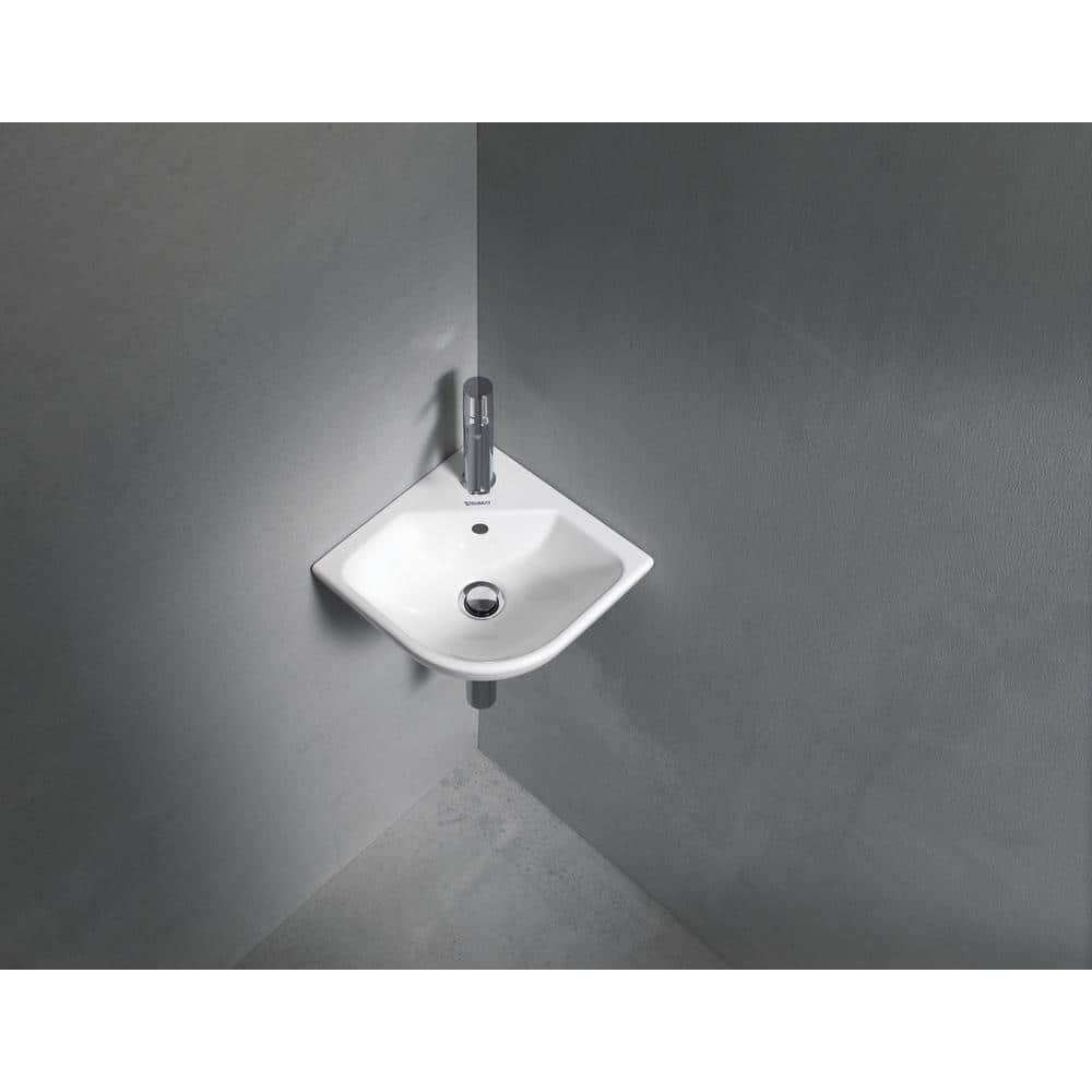 Duravit ME by Starck 4.38 in. Wall-Mounted Corner Bathroom Sink in White (2)