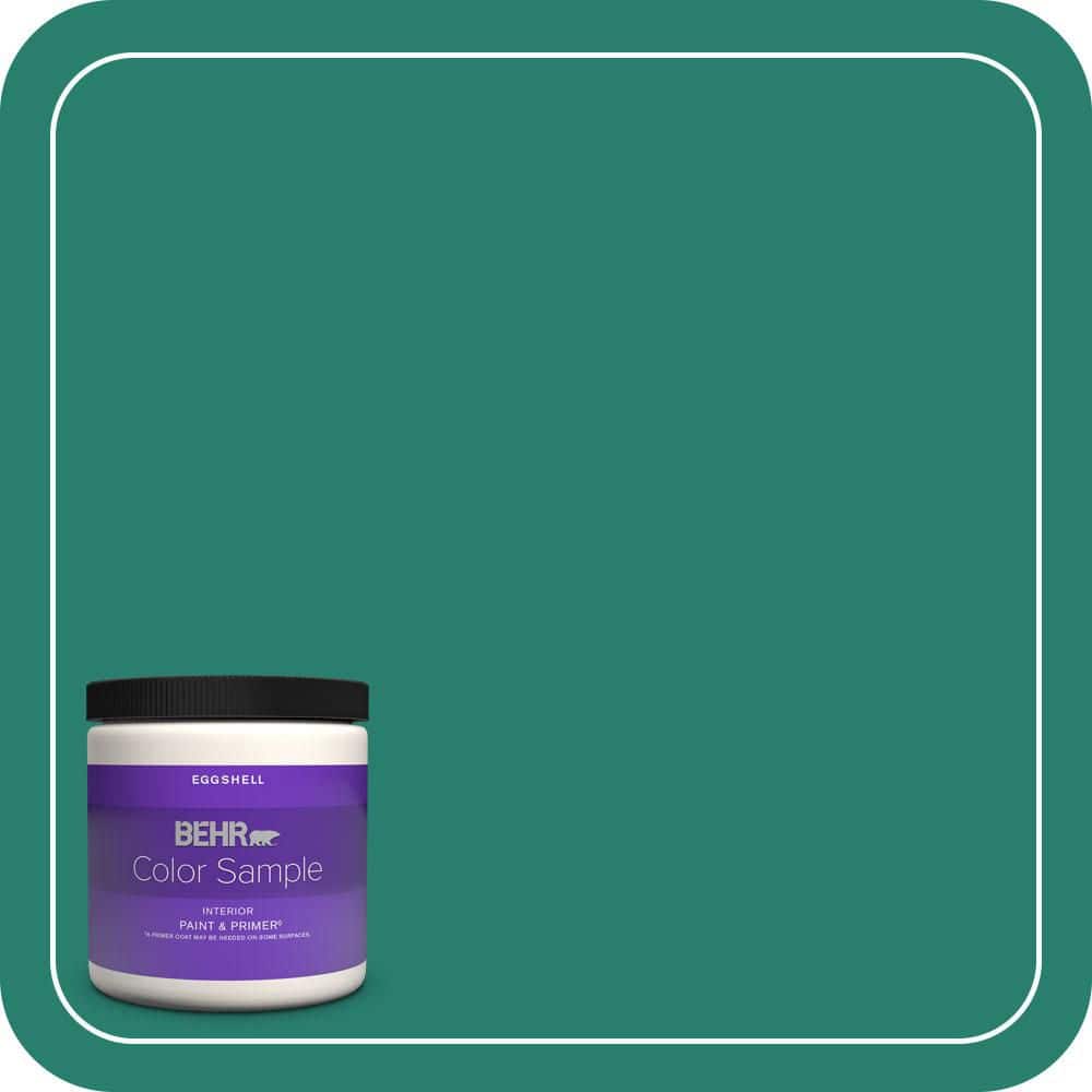 BEHR PREMIUM PLUS 8 oz. #P440-7 Mermaid Sea Eggshell Enamel Interior Paint & Primer Color Sample (1)