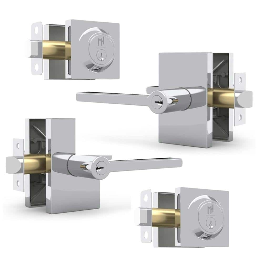 Mega Handles Glamor Entry Handle & Deadbolt Combo - Polished Chrome (1)