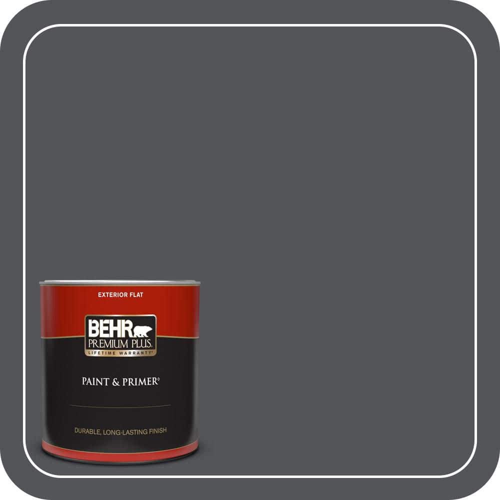 BEHR PREMIUM PLUS 1 qt. #N510-6 Orion Gray Flat Exterior Paint & Primer