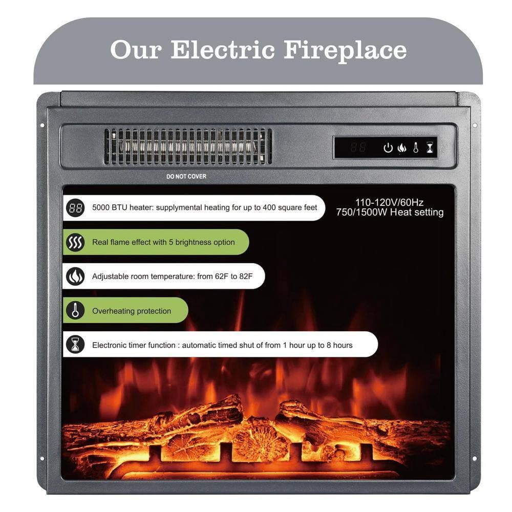 ARK DESIGN 18 in. 750-Watt/1500-Watt Black Electric Fireplace Insert (2)