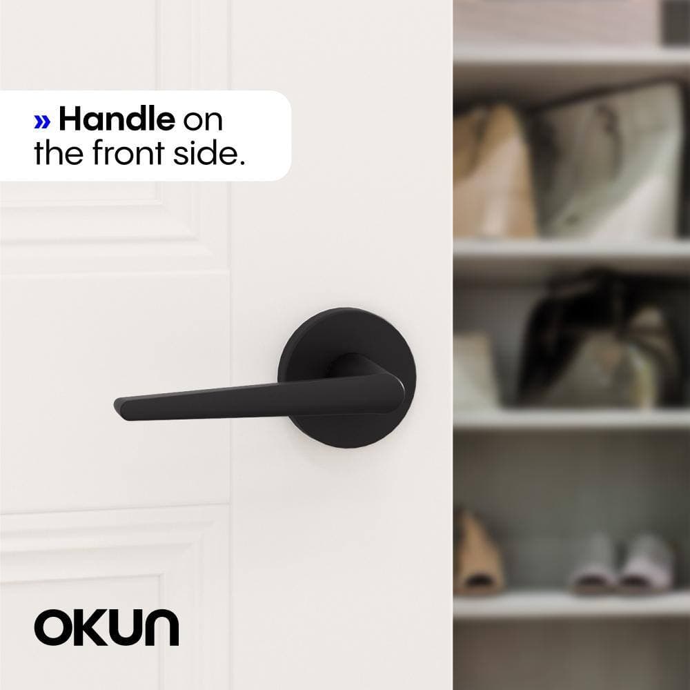 Okun Halo Metal Matte Black Dummy Door Handle with Round Rosette (2)