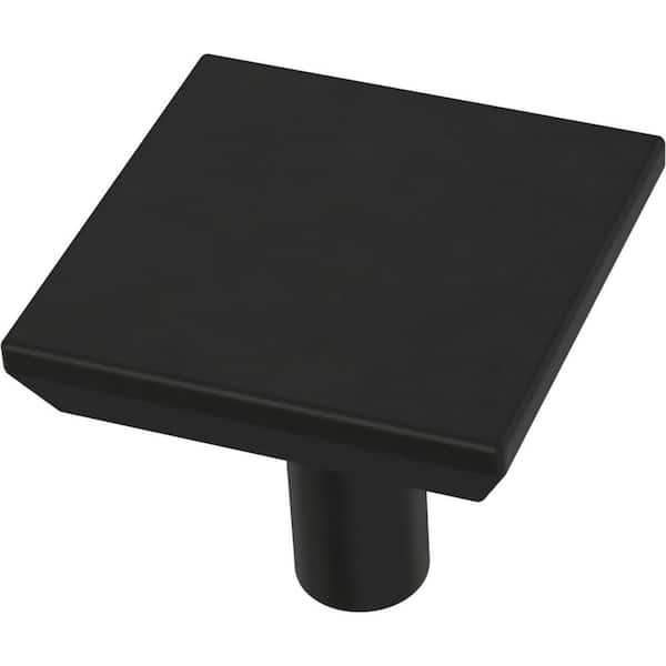 Liberty Simple Square 1-1/8 in. (29 mm) Modern Matte Black Square Cabinet Knob (2)