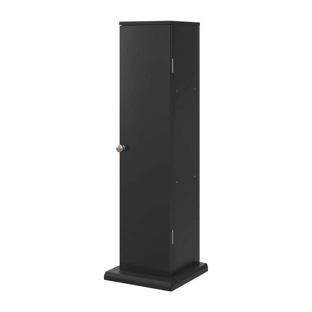 Otryad 7.7 in. W x 7.7 in. D x 25.6 in. H Black Small Linen Cabinet, Thin Bathroom Corner Floor Cabinet Toilet Holder (1)
