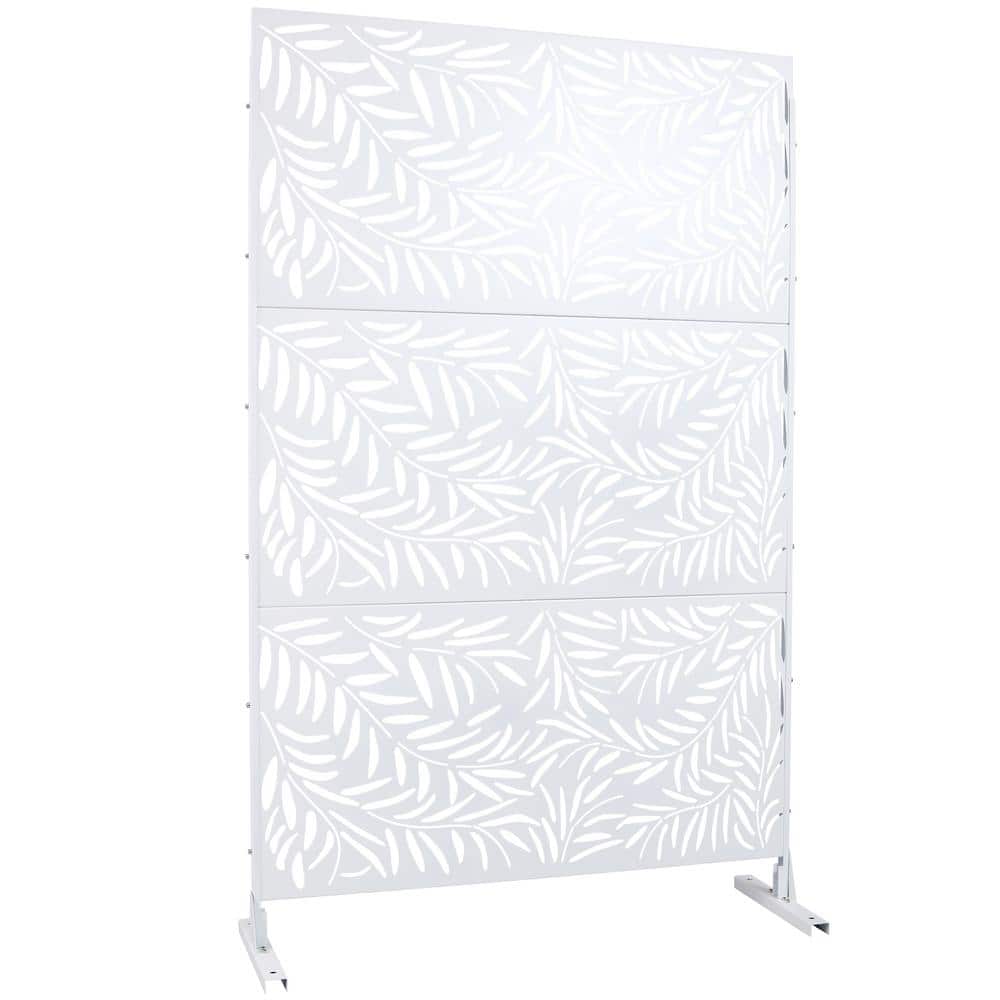 Unbranded 6.3 ft. H x 4 ft. W White Outdoor Privacy Screen Metal Garden Fence Panels Freestanding Decorative Screen Panel