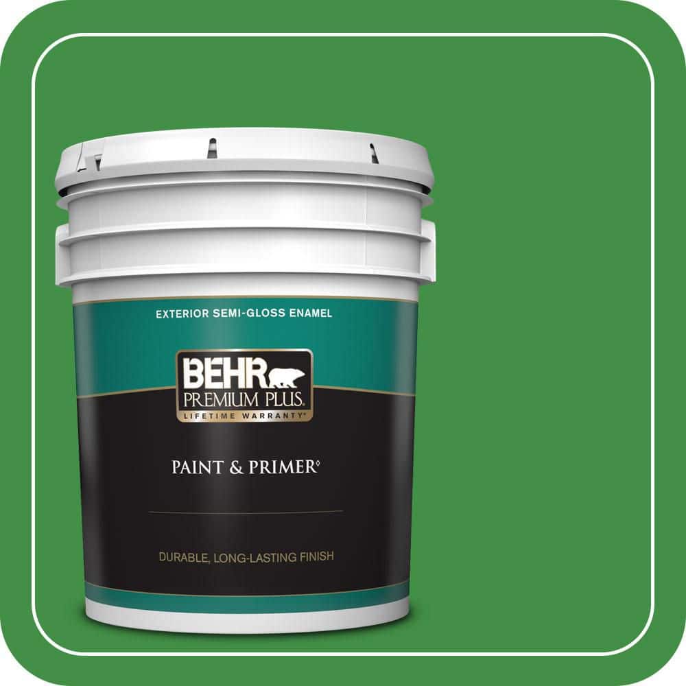 BEHR PREMIUM PLUS 5 gal. #P390-7 Park Picnic Semi-Gloss Enamel Exterior Paint & Primer