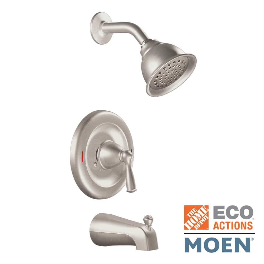 MOEN Banbury Single Handle 1-Spray Tub and Shower Faucet 1.75 GPM in Spot Resist Brushed Nickel (Valve Included) (2)